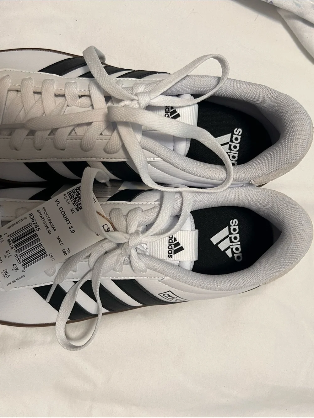 adidas White and Black VL Court 3.0 Low-Top Sneakers